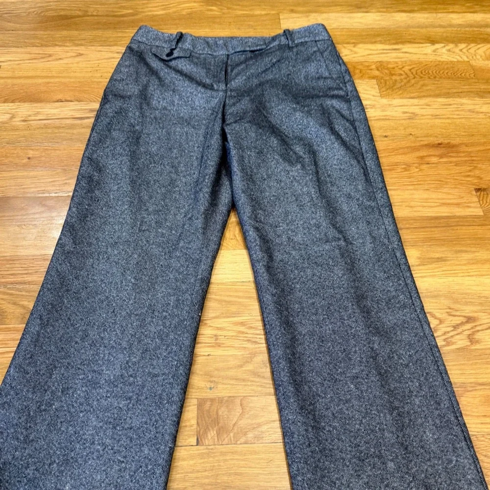 Talbots Grey Wool Blend Tweed Wide Leg Trousers Pants‎ Size 6